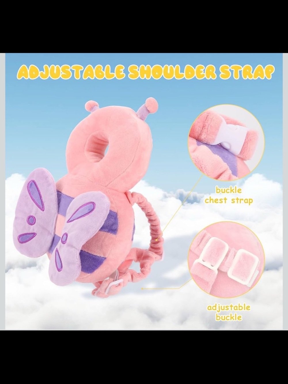 Butterfly Plush Safety Harness Backpack for Kids - Pink Purple
